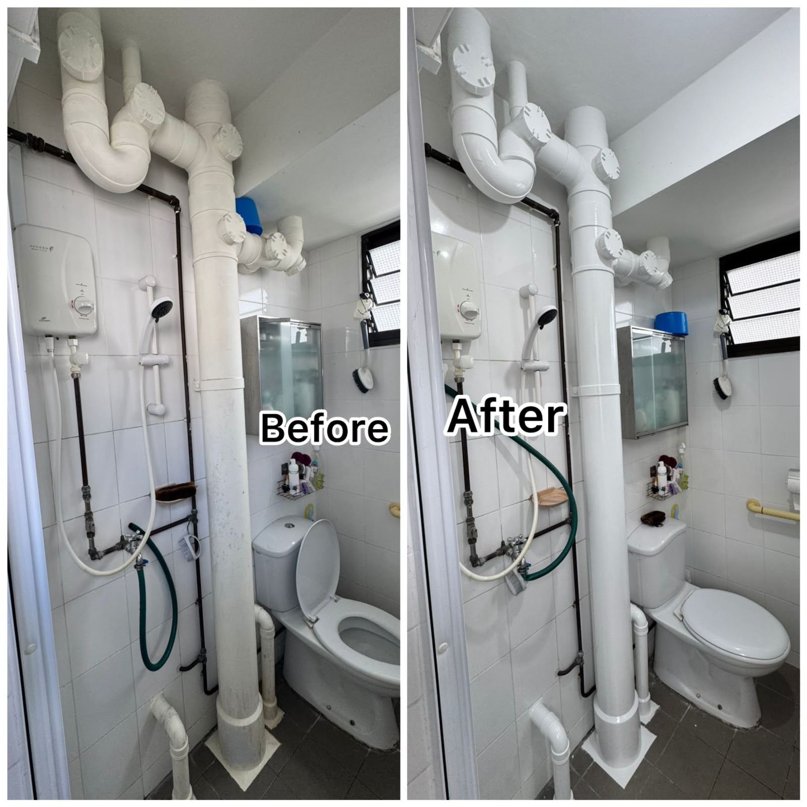 Bathroom Exposed PVC Pipe Painting Service in Singapore